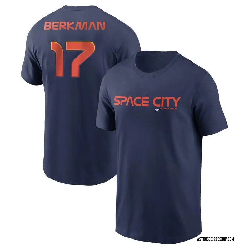 Men's Houston Astros ＃17 Lance Berkman Navy 2022 City Connect Name & Number T-Shirt