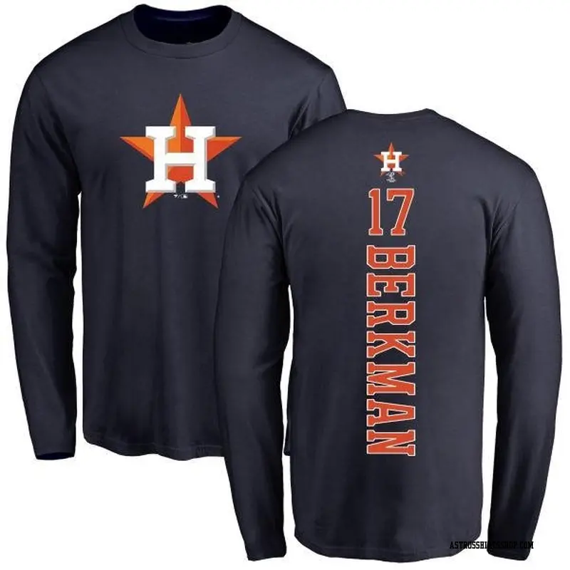 Men's Houston Astros ＃17 Lance Berkman Navy Backer Long Sleeve T-Shirt