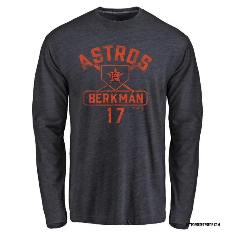 Men's Houston Astros ＃17 Lance Berkman Navy Branded Base Runner Long Sleeve T-Shirt