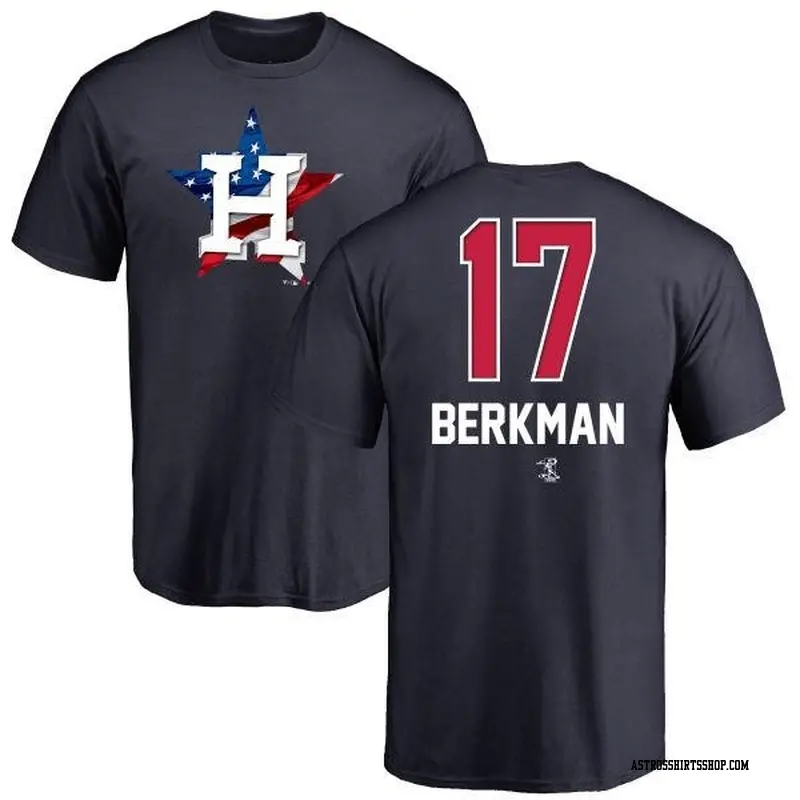 Men's Houston Astros ＃17 Lance Berkman Navy Branded Name and Number Banner Wave T-Shirt