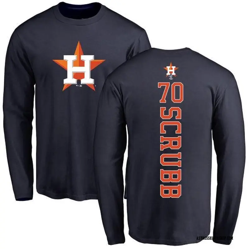 Men's Houston Astros ＃70 Andre Scrubb Navy Backer Long Sleeve T-Shirt