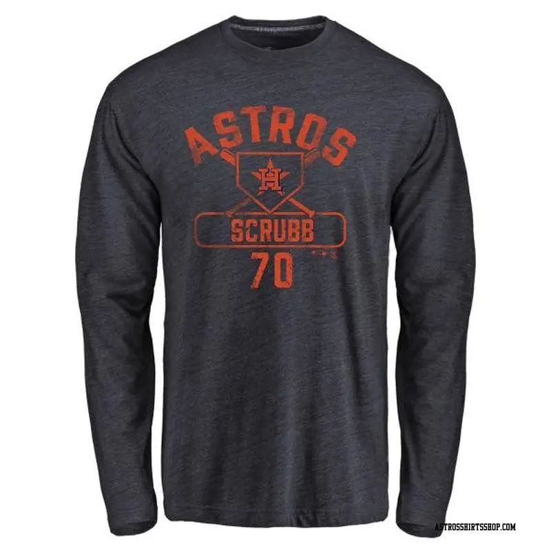 Men's Houston Astros ＃70 Andre Scrubb Navy Branded Base Runner Long Sleeve T-Shirt