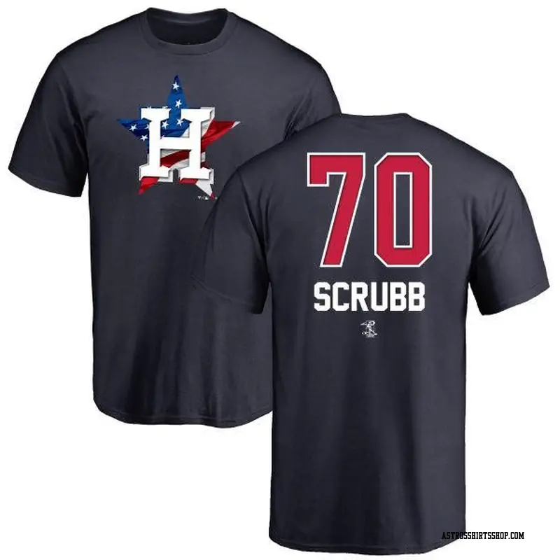 Men's Houston Astros ＃70 Andre Scrubb Navy Branded Name and Number Banner Wave T-Shirt