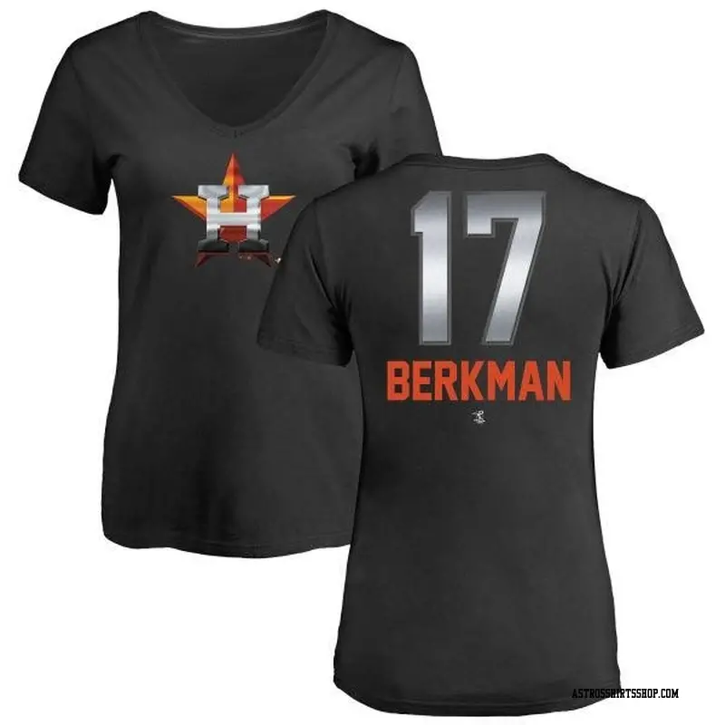 Women's Houston Astros ＃17 Lance Berkman Black Branded Midnight Mascot V-Neck T-Shirt