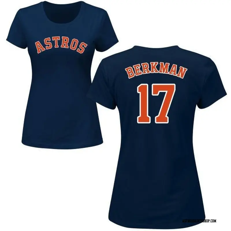 Women's Houston Astros ＃17 Lance Berkman Navy Roster Name & Number T-Shirt