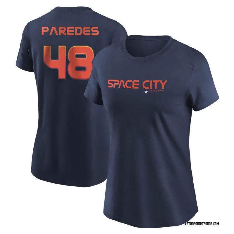 Enoli Paredes Houston Astros Women's Navy Backer Slim Fit Long Sleeve T- Shirt 