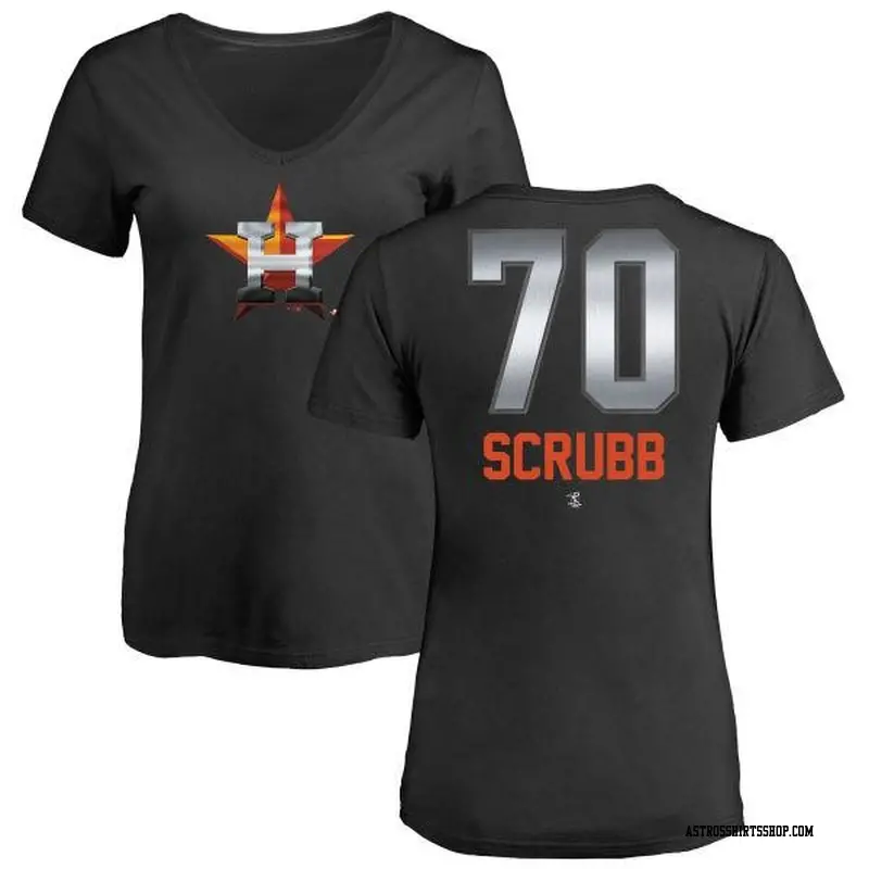 Women's Houston Astros ＃70 Andre Scrubb Black Branded Midnight Mascot V-Neck T-Shirt