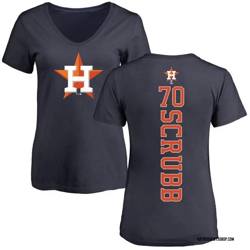 Women's Houston Astros ＃70 Andre Scrubb Navy Backer Slim Fit T-Shirt